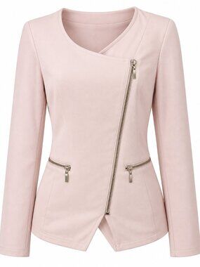 San Francisco Pink Moto Jacket Blazer Gold Zip Size M